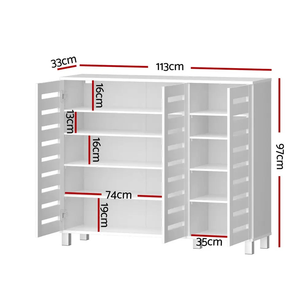 Artiss Shoe Rack Cabinet 30 Pairs Adjustable Shelf White - Furniture > Living Room > Shoe Storage