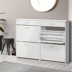 Artiss Shoe Rack Cabinet 36 Pairs Adjustable Shelves White Sara - Furniture > Living Room > Shoe Storage