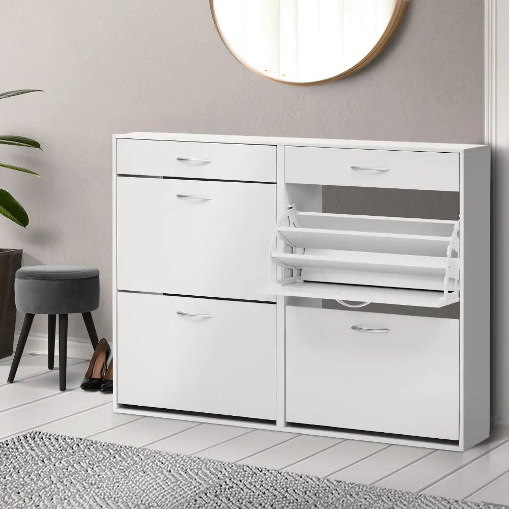 Artiss Shoe Rack Cabinet 36 Pairs Adjustable Shelves White Sara - Furniture > Living Room > Shoe Storage