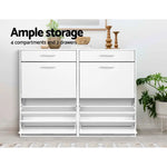 Artiss Shoe Rack Cabinet 36 Pairs Adjustable Shelves White Sara - Furniture > Living Room > Shoe Storage