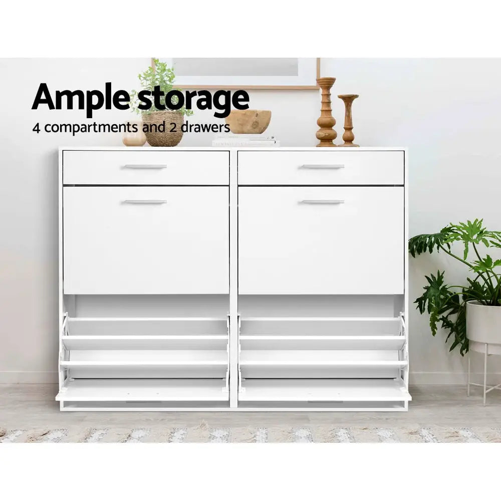 Artiss Shoe Rack Cabinet 36 Pairs Adjustable Shelves White Sara - Furniture > Living Room > Shoe Storage