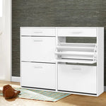 Artiss Shoe Rack Cabinet 36 Pairs Adjustable Shelves White Sara - Furniture > Living Room > Shoe Storage