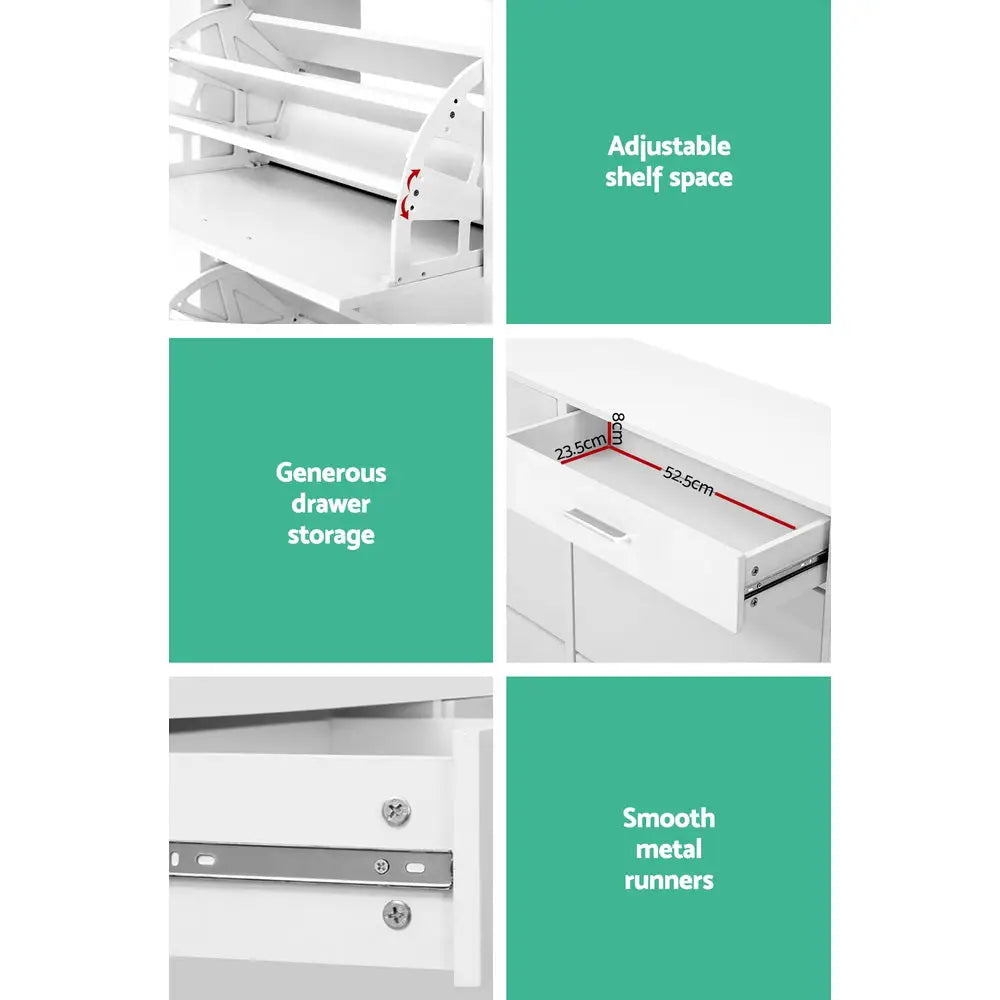 Artiss Shoe Rack Cabinet 36 Pairs Adjustable Shelves White Sara - Furniture > Living Room > Shoe Storage