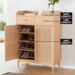 Artiss Shoe Rack Cabinet 4-Tier 16 Pairs Pine - Furniture > Living Room > Shoe Storage