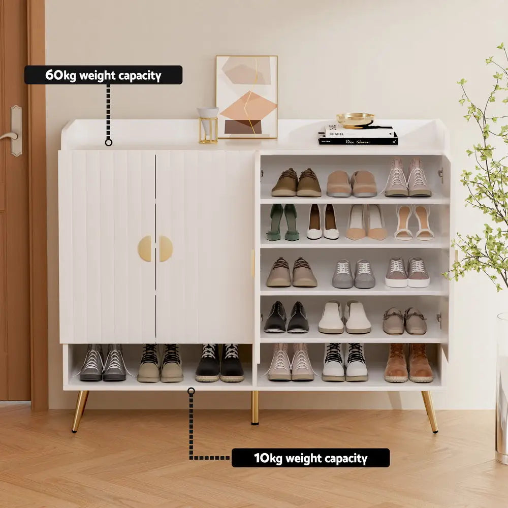 Artiss Shoe Rack Cabinet 5 Tiers 30 Pairs White - Furniture > Living Room > Shoe Storage