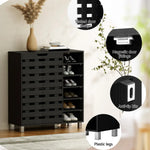 Artiss Shoe Rack Cabinet 6 Tier Storage Shelf Black - Furniture > Living Room > Shoe Storage