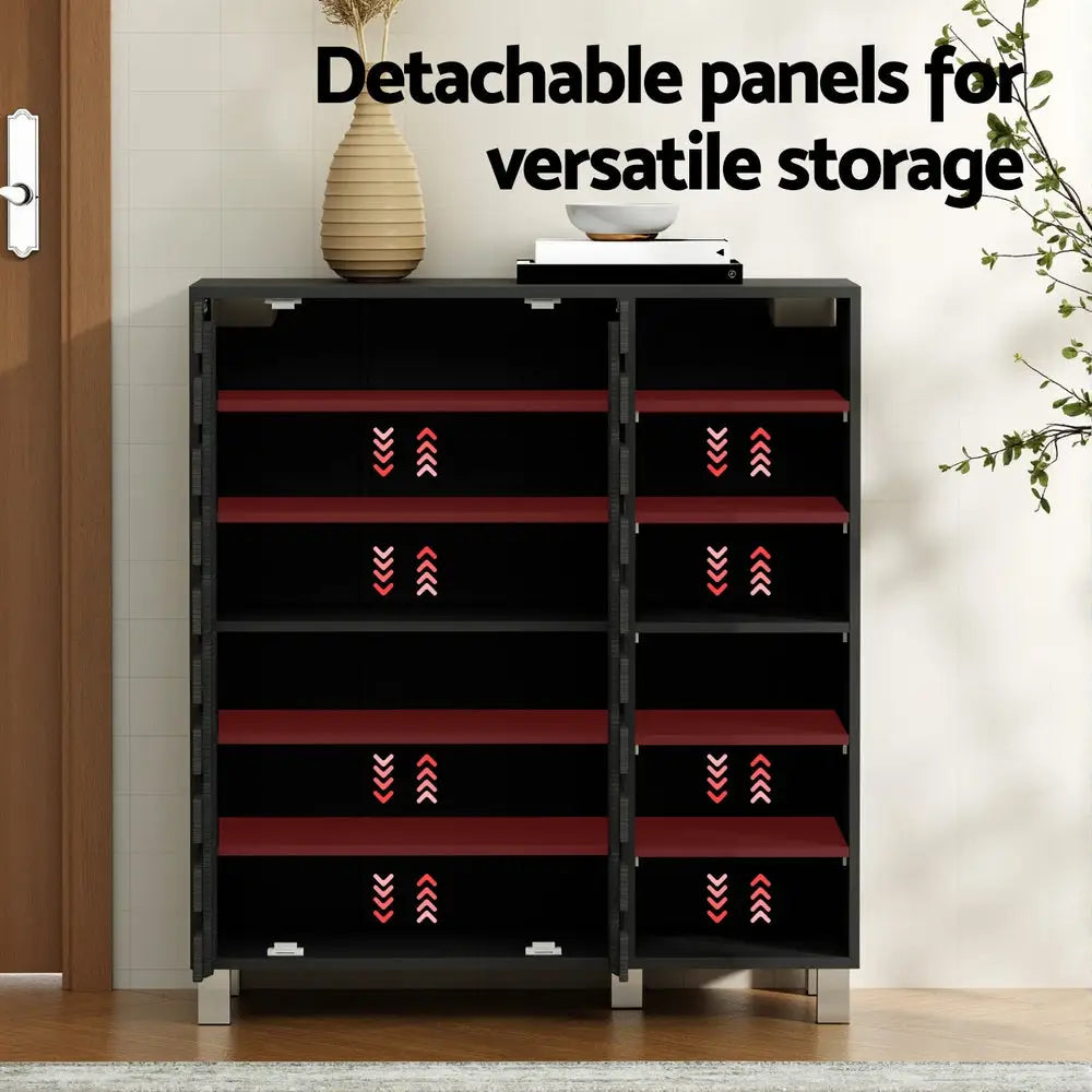 Artiss Shoe Rack Cabinet 6 Tier Storage Shelf Black - Furniture > Living Room > Shoe Storage