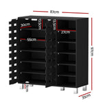 Artiss Shoe Rack Cabinet 6 Tier Storage Shelf Black - Furniture > Living Room > Shoe Storage