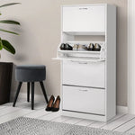 Artiss Shoe Rack Cabinet 60 Pairs 4 Doors - White - Furniture > Living Room > Shoe Storage