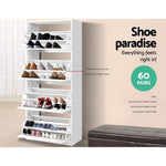 Artiss Shoe Rack Cabinet 60 Pairs 4 Doors - White - Furniture > Living Room > Shoe Storage