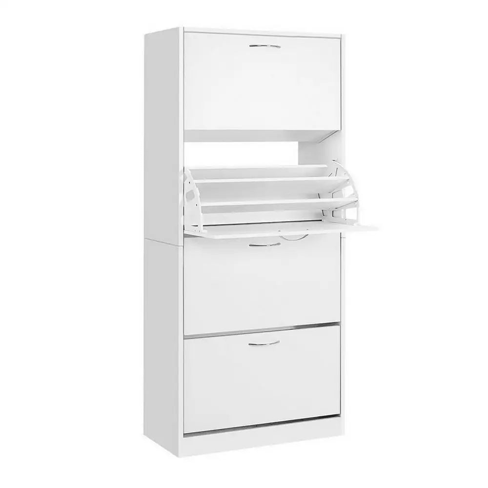 Artiss Shoe Rack Cabinet 60 Pairs 4 Doors - White - Furniture > Living Room > Shoe Storage