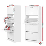 Artiss Shoe Rack Cabinet 60 Pairs 4 Doors - White - Furniture > Living Room > Shoe Storage