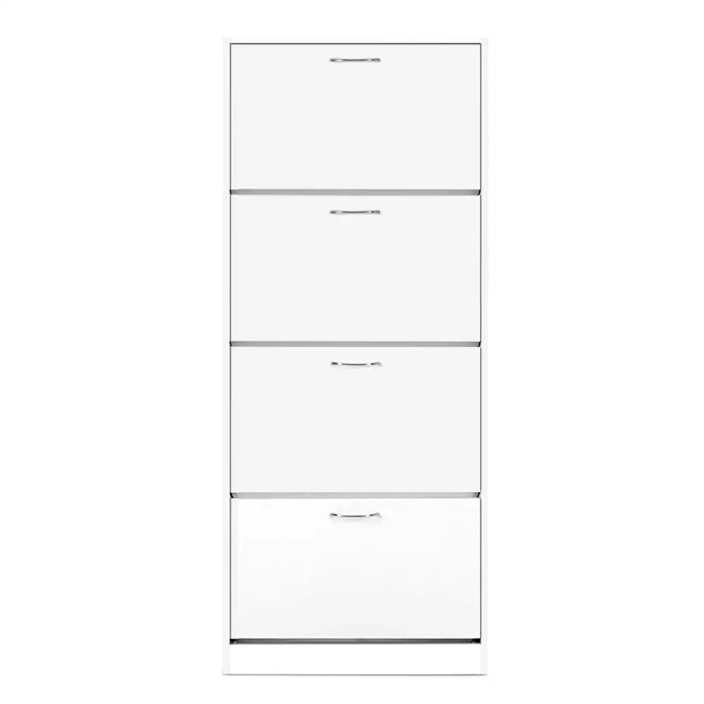 Artiss Shoe Rack Cabinet 60 Pairs 4 Doors - White - Furniture > Living Room > Shoe Storage