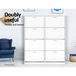 Artiss Shoe Rack Cabinet 60 Pairs 4 Doors - White - Furniture > Living Room > Shoe Storage