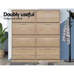 Artiss Shoe Rack Cabinet 60 Pairs 4 Doors - Wood - Furniture > Living Room > Shoe Storage