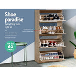 Artiss Shoe Rack Cabinet 60 Pairs 4 Doors - Wood - Furniture > Living Room > Shoe Storage