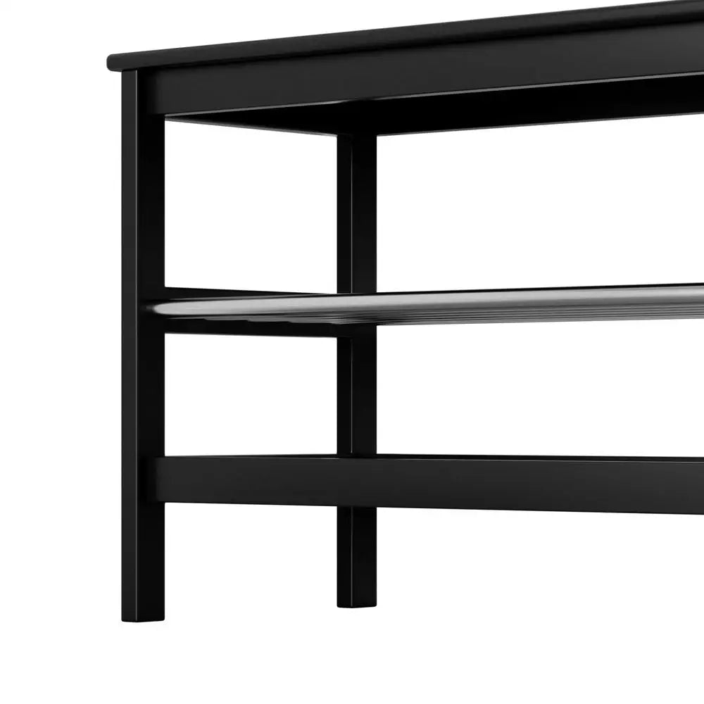 Artiss Shoe Rack Cabinet Bamboo Bench 10 Paris Black - Furniture > Bedroom