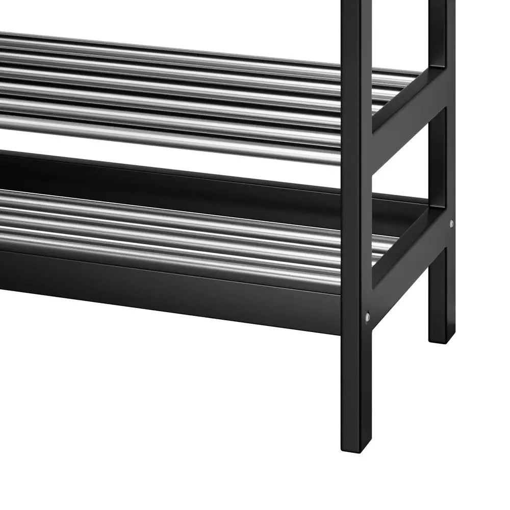 Artiss Shoe Rack Cabinet Bamboo Bench 10 Paris Black - Furniture > Bedroom