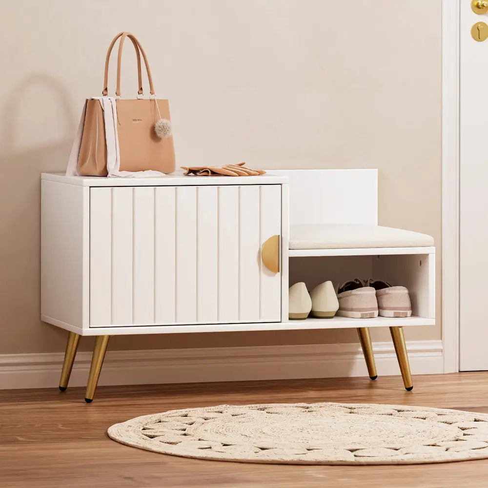 Artiss Shoe Rack Cabinet Bench 6 Pairs White - Furniture > Living Room > Shoe Storage