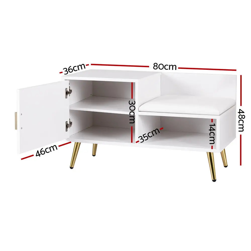 Artiss Shoe Rack Cabinet Bench 6 Pairs White - Furniture > Living Room > Shoe Storage