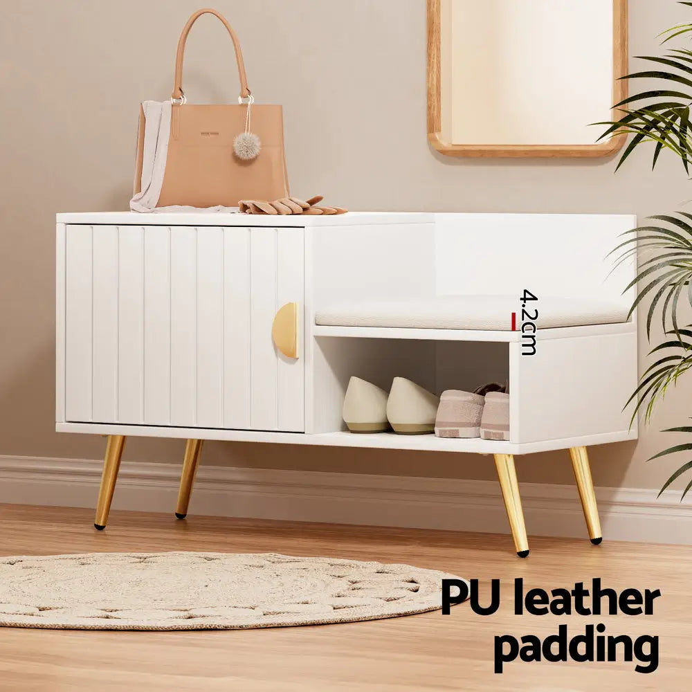 Artiss Shoe Rack Cabinet Bench 6 Pairs White - Furniture > Living Room > Shoe Storage