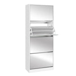 Artiss Shoe Rack Cabinet Mirror 60 Pairs White Rira - Furniture > Living Room > Shoe Storage