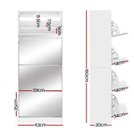 Artiss Shoe Rack Cabinet Mirror 60 Pairs White Rira - Furniture > Living Room > Shoe Storage