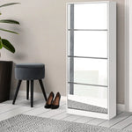 Artiss Shoe Rack Cabinet Mirror 60 Pairs White Rira - Furniture > Living Room > Shoe Storage