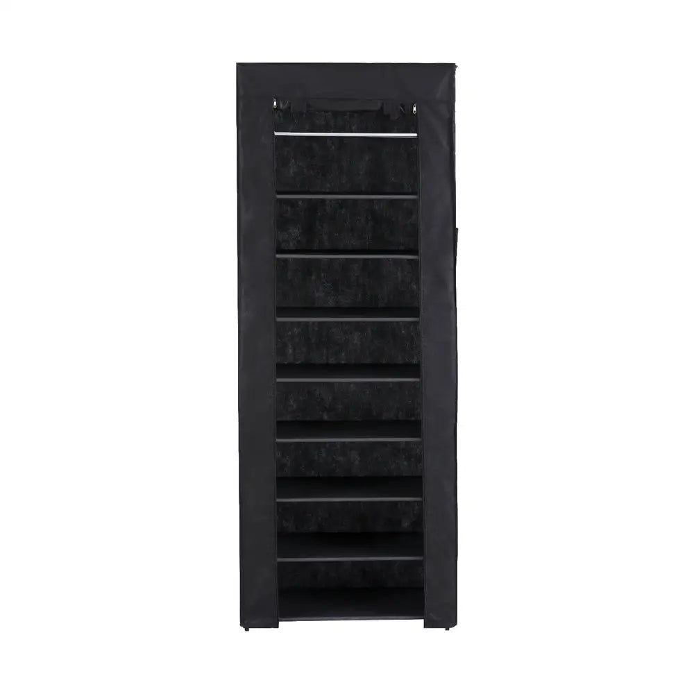 Artiss Shoe Rack Cabinet Removable Cover 10 tier Black - Furniture > Living Room > Shoe Storage