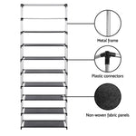 Artiss Shoe Rack Cabinet Removable Cover 10 tier Black - Furniture > Living Room > Shoe Storage