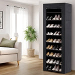 Artiss Shoe Rack Cabinet Removable Cover 10 tier Black - Furniture > Living Room > Shoe Storage