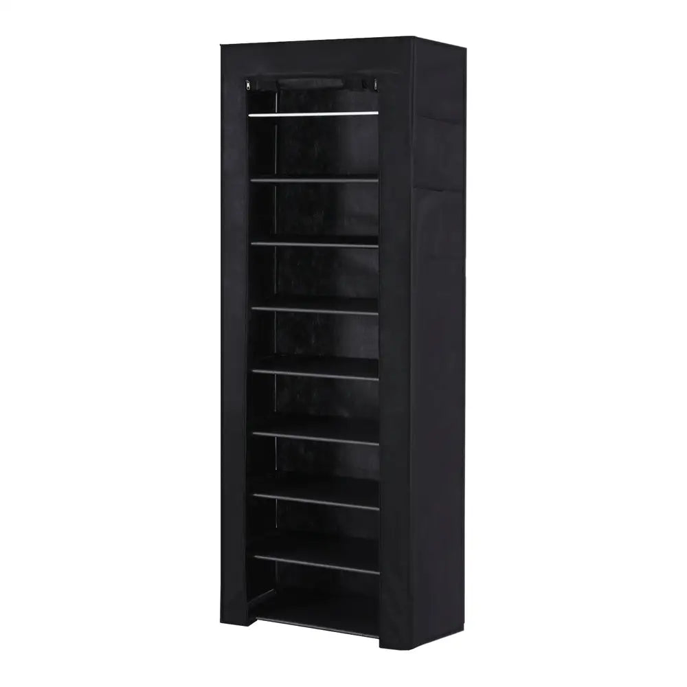 Artiss Shoe Rack Cabinet Removable Cover 10 tier Black - Furniture > Living Room > Shoe Storage