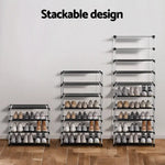 Artiss Shoe Rack Cabinet Removable Cover 10 tier Black - Furniture > Living Room > Shoe Storage