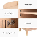 Artiss Shoe Rack Cabinet with Shelves 26 Pairs Pine - Furniture > Living Room > Shoe Storage