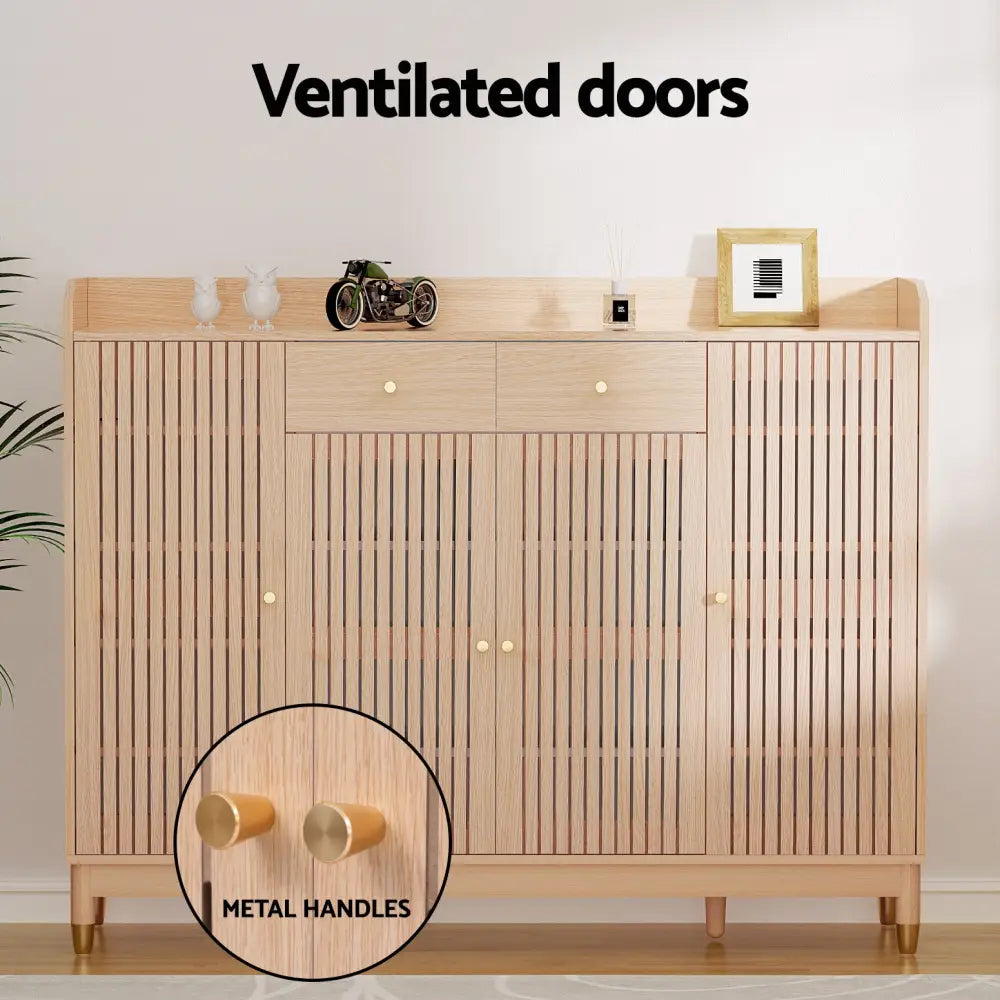 Artiss Shoe Rack Cabinet with Shelves 26 Pairs Pine - Furniture > Living Room > Shoe Storage