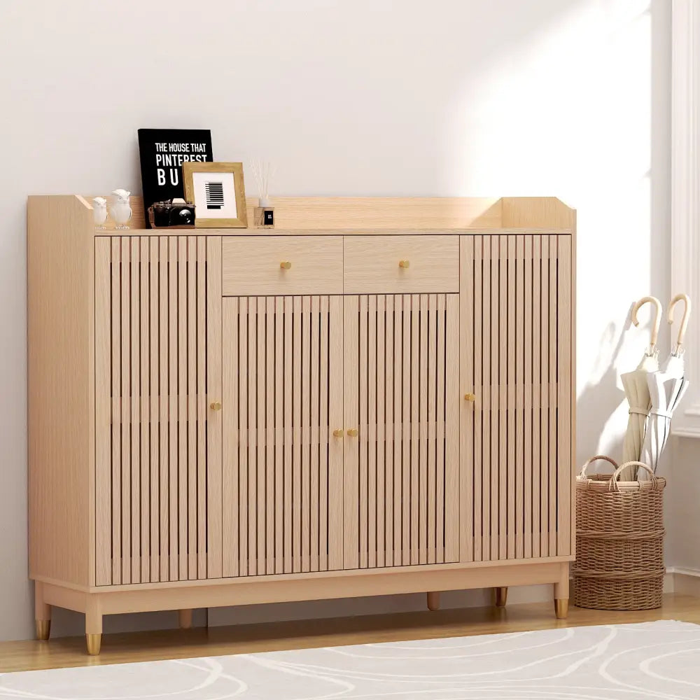 Artiss Shoe Rack Cabinet with Shelves 26 Pairs Pine - Furniture > Living Room > Shoe Storage