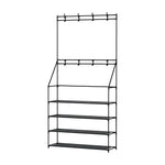 Artiss Shoe Rack Coat Hat Stand Hallway Shoes Storage Tree Metal Shelves Black - Furniture > Living Room