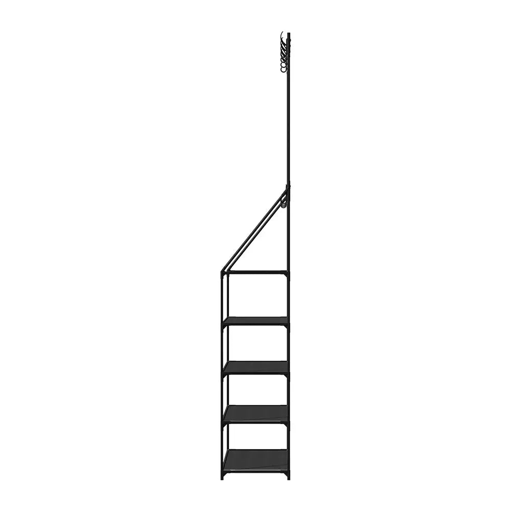 Artiss Shoe Rack Coat Hat Stand Hallway Shoes Storage Tree Metal Shelves Black - Furniture > Living Room