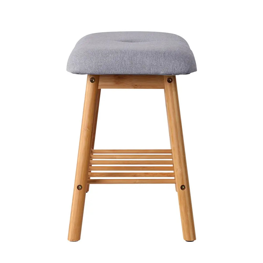 Artiss Shoe Rack Seat Bench Chair Shelf Organisers Bamboo Grey - Furniture > Living Room