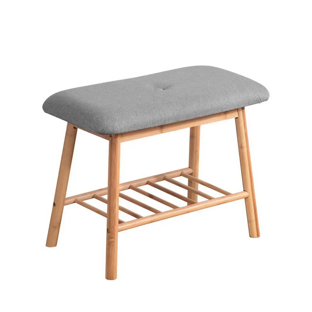 Artiss Shoe Rack Seat Bench Chair Shelf Organisers Bamboo Grey - Furniture > Living Room