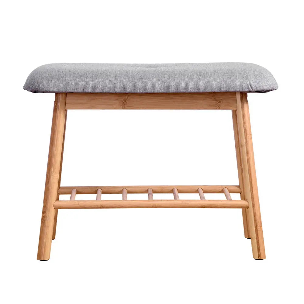 Artiss Shoe Rack Seat Bench Chair Shelf Organisers Bamboo Grey - Furniture > Living Room