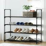 Artiss Shoe Rack Stackable 4 Tiers 80cm Shoes Shelves Storage Stand Black - Furniture > Living Room