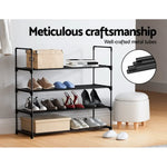 Artiss Shoe Rack Stackable 4 Tiers 80cm Shoes Shelves Storage Stand Black - Furniture > Living Room
