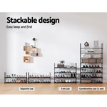 Artiss Shoe Rack Stackable 4 Tiers 80cm Shoes Shelves Storage Stand Black - Furniture > Living Room