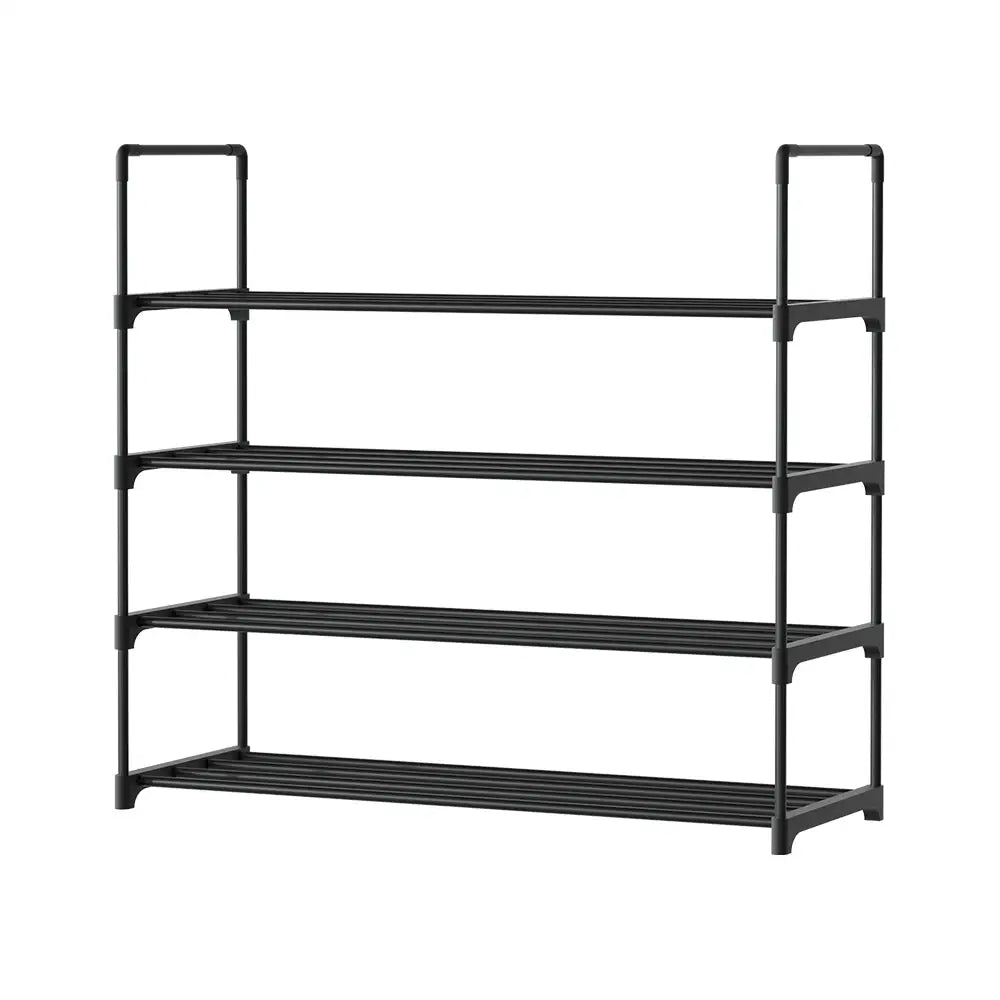 Artiss Shoe Rack Stackable 4 Tiers 80cm Shoes Shelves Storage Stand Black - Furniture > Living Room