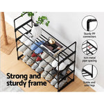 Artiss Shoe Rack Stackable 4 Tiers 80cm Shoes Shelves Storage Stand Black - Furniture > Living Room