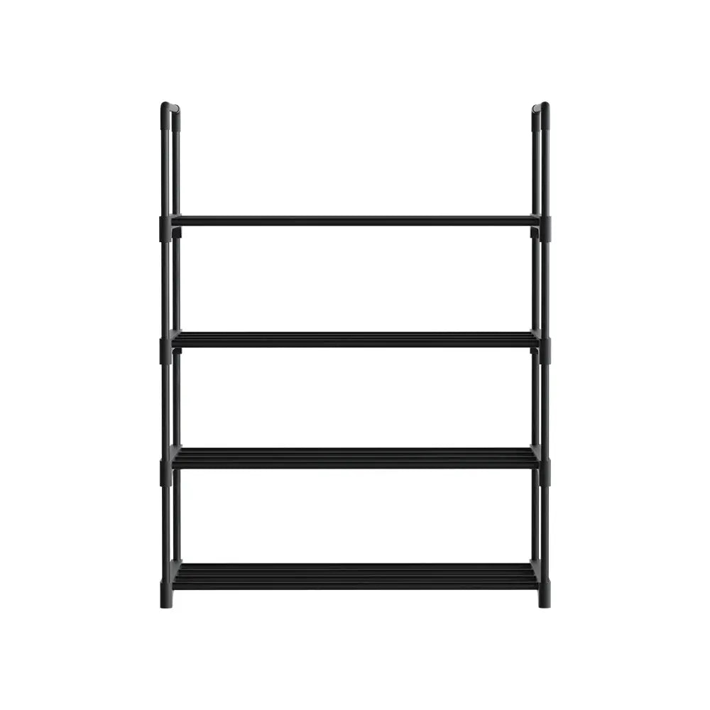 Artiss Shoe Rack Stackable Shelves 4 Tiers 55cm Shoes Storage Stand Black - Furniture > Living Room