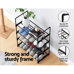 Artiss Shoe Rack Stackable Shelves 4 Tiers 55cm Shoes Storage Stand Black - Furniture > Living Room