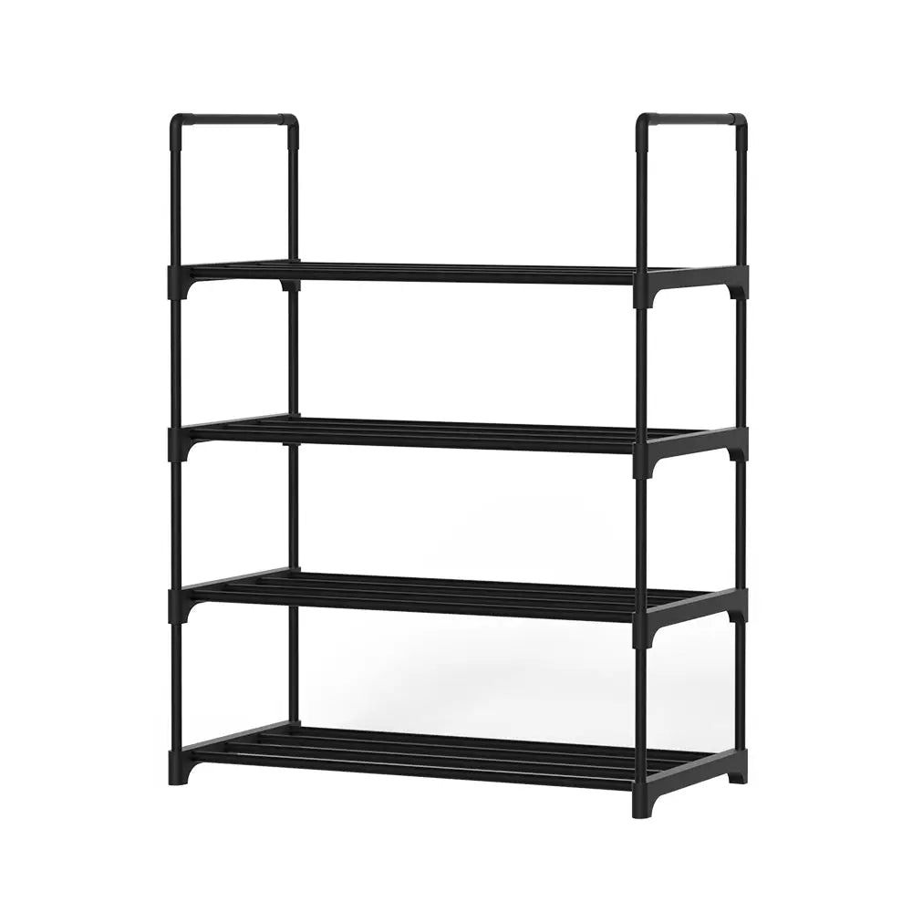 Artiss Shoe Rack Stackable Shelves 4 Tiers 55cm Shoes Storage Stand Black - Furniture > Living Room