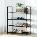 Artiss Shoe Rack Stackable Shelves 4 Tiers 55cm Shoes Storage Stand Black - Furniture > Living Room